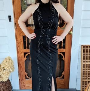 Y2K Prom/Homecoming Formal Halter Dress Black with Sequins